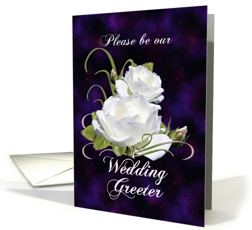 Wedding Greeter Request with White Roses card (672744)