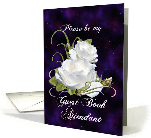 Wedding Guest Book Attendant Request with White Roses card (672746)