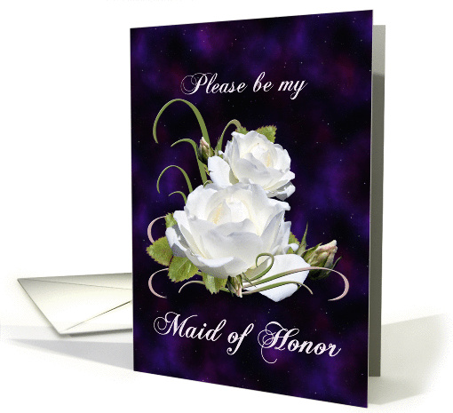 Maid of Honor Request with White Roses card (672754)