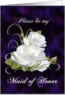 Maid of Honor Request with White Roses card