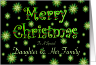 Daughter and Family Christmas Green Stars and Holly card