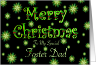 Foster Dad Christmas Green Stars and Holly card