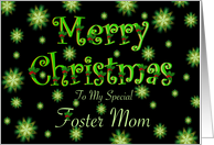 Foster Mom Christmas Green Stars and Holly card