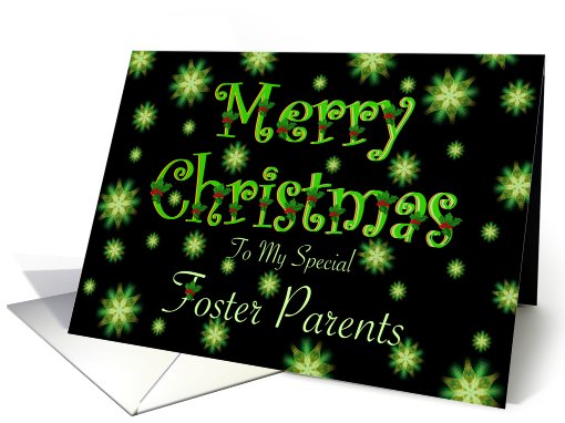 Foster Parents Christmas Green Stars and Holly card (674552)