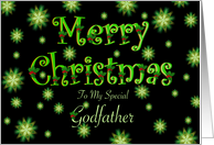 Godfather Christmas Green Stars and Holly card