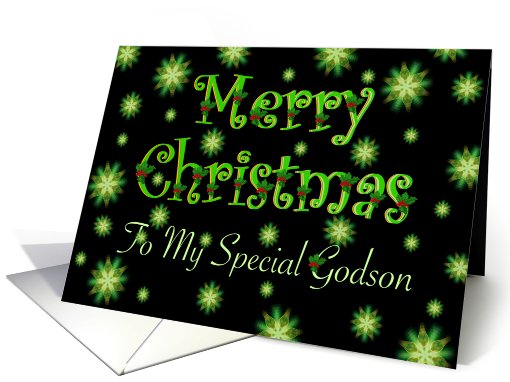 Godson Christmas Green Stars and Holly card (674564)