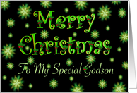 Godson Christmas Green Stars and Holly card