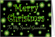 Grandma Christmas Green Stars and Holly card