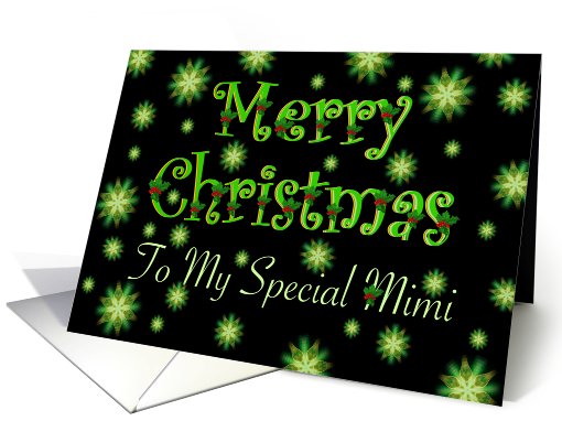 Mimi Christmas Green Stars and Holly card (676806)