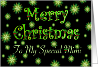 Mimi Christmas Green Stars and Holly card