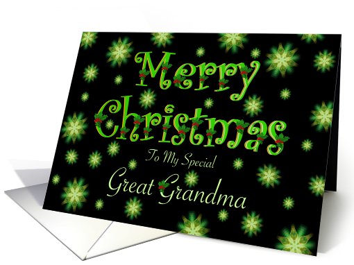 Great Grandma Christmas Green Stars and Holly card (676811)