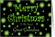 Great Grandma Christmas Green Stars and Holly card