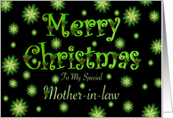 Mother-in-law Christmas Green Stars and Holly card