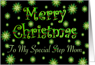 Step Mom Christmas Green Stars and Holly card