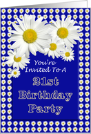 21st Birthday Party Invitations, Cheerful Daisies card