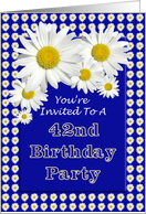 42nd Birthday Party Invitations, Cheerful Daisies card