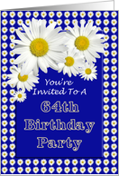 64th Birthday Party Invitations, Cheerful Daisies card