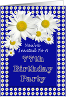 77th Birthday Party Invitation, Cheerful Daisies card