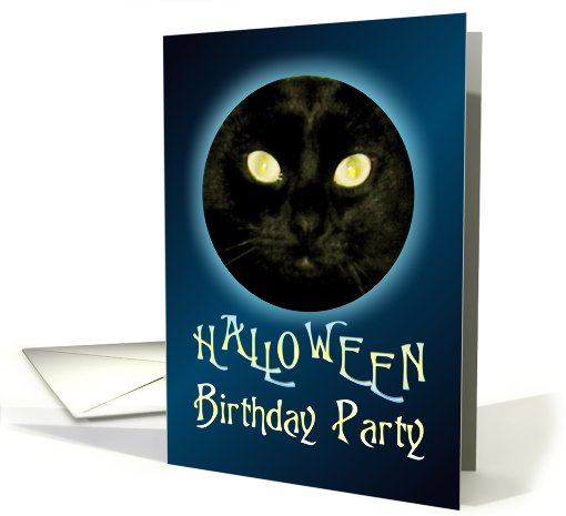 Cat in the Moon Halloween Birthday Party Invitations card (682117)