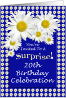 Surprise 20th Birthday Party Invitations Cheerful White Daisies card
