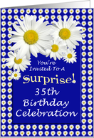 Surprise 35th Birthday Party Invitations Cheerful White Daisies card