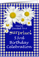 Surprise 53rd Birthday Party Invitations Cheerful White Daisies card