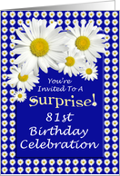 Surprise 81st Birthday Party Invitations Cheerful White Daisies card