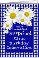 Surprise 82nd Birthday Party Invitations Cheerful White Daisies card