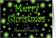 Teacher Christmas Green Stars and Holly card