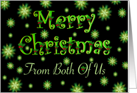 From Both of Us Christmas Green Stars and Holly card