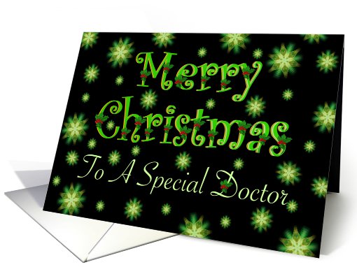 Doctor Christmas Green Stars and Holly card (684115)