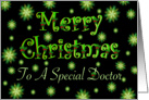 Doctor Christmas Green Stars and Holly card