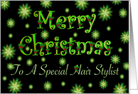 Hair Stylist Christmas Green Stars and Holly card