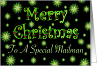 Mailman Christmas Green Stars and Holly card