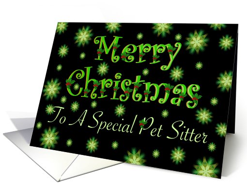 Pet Sitter Christmas Green Stars and Holly card (684120)