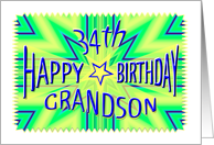 Grandson 34th Birthday Starburst Spectacular card