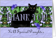 Daughter Thank You Flowers, Butterflies and Cat card