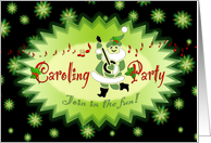 Holiday Caroling Party Musical Santa Green Stars card