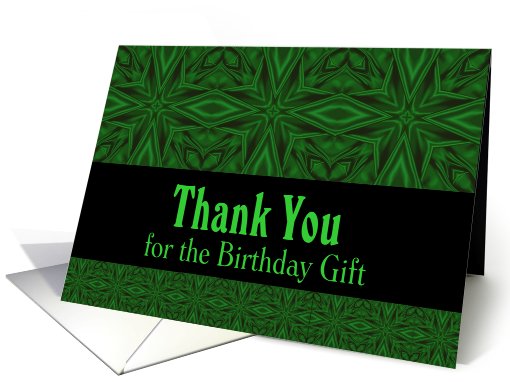 Birthday Gift Thank You Green Satin Abstract card (718431)