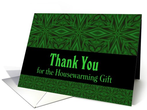 Housewarming Gift Thank You Green Satin Abstract card (718435)
