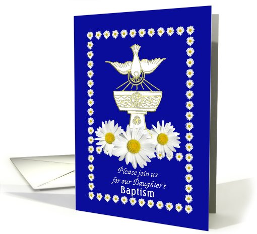 Daughter Baptism Invitation Dove and Daisies card (731961)