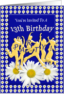13th Birthday Party Invitation Daisies and Teens card