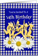 14th Birthday Party Invitation Daisies and Teens card