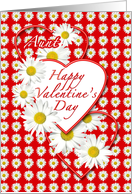 Aunt - White Daisies and Red Hearts Valentine card