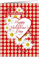 Grandma - White Daisies and Red Hearts Valentine card