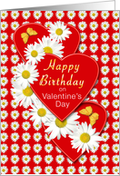 Valentine’s Day Birthday Daisies and Hearts card