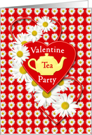 Valentine’s Day Tea Party Invitation Daisies and Hearts card