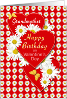 Grandmother Valentine’s Day Birthday Daisies and Hearts card