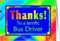 Thanks Bus Driver with Bright Lights and Stars card
