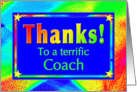 Thanks Coach with Bright Lights and Stars card